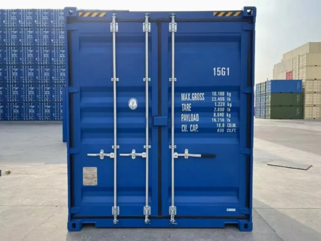 How Secure Are Shipping Containers for Storage? 10ft new one trip high cube shipping container in blue — wind and watertight steel unit with double cargo doors, ideal for secure storage UK-wide.