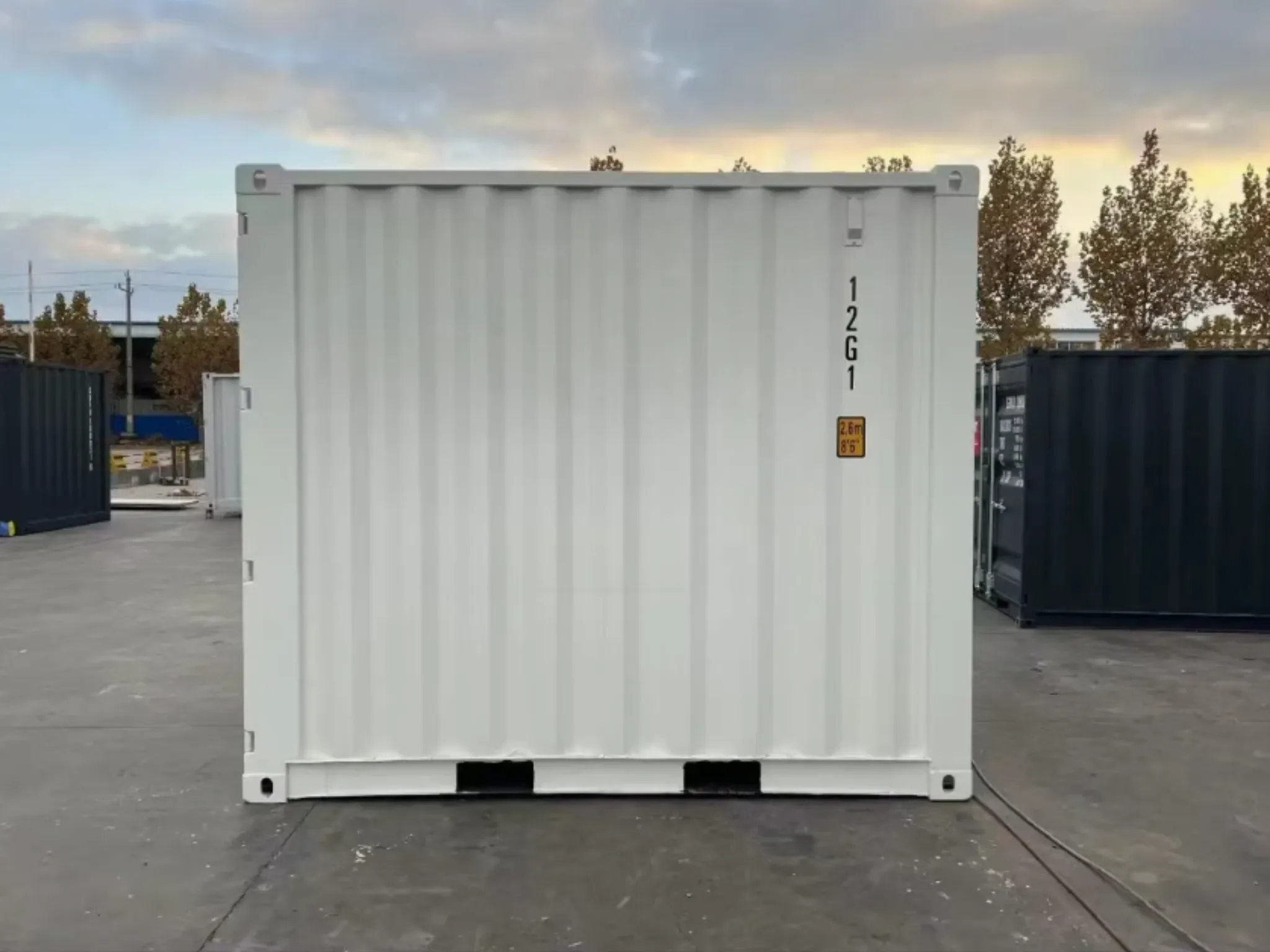 10ft new one trip shipping container in white — wind and watertight steel storage unit, secure and ISO-certified, available with fast UK delivery.