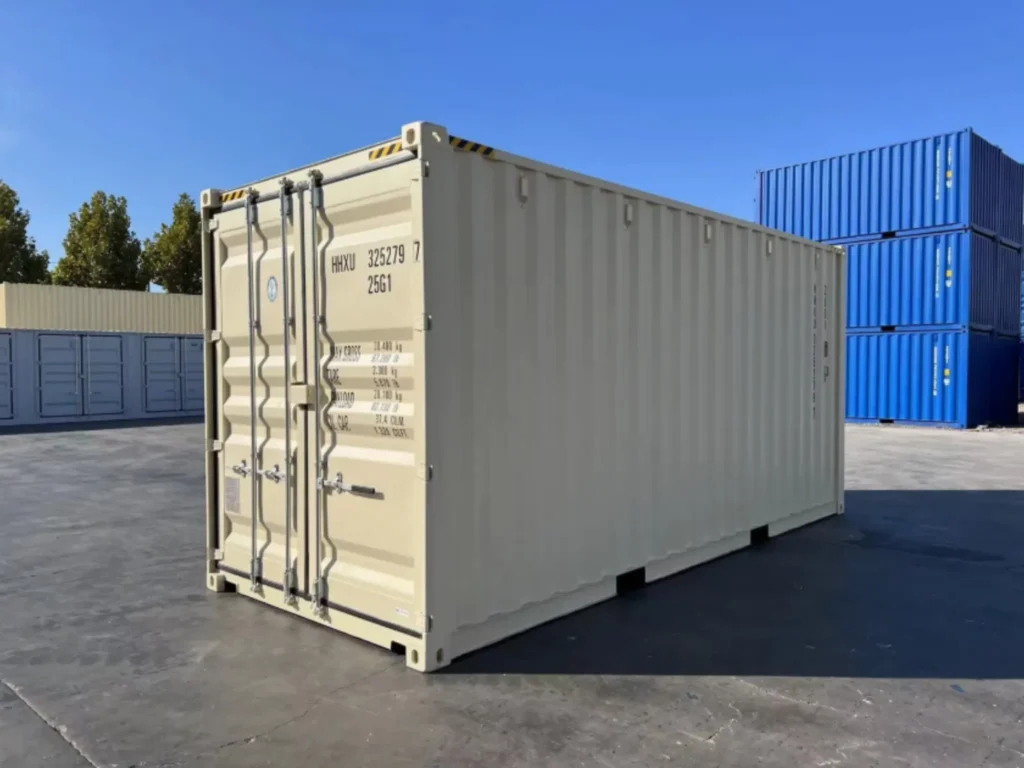Who’s the Best Supplier for 20ft Shipping Containers in the UK? 20ft new high cube shipping container in beige — extra-height wind and watertight steel unit, ideal for tall equipment storage or custom builds, UK-wide.