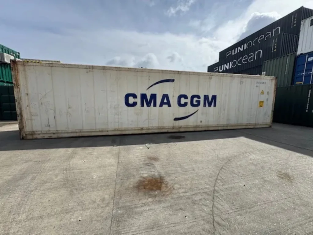 40ft used high cube reefer container side view