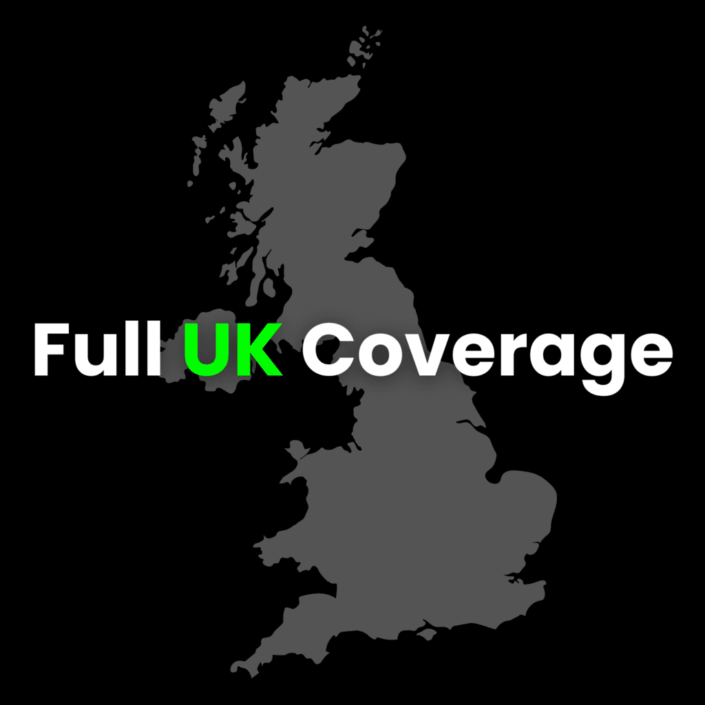 UK map graphic highlighting full UK coverage for Bosh Boxes container delivery, supplying shipping containers nationwide across England, Scotland and Wales.