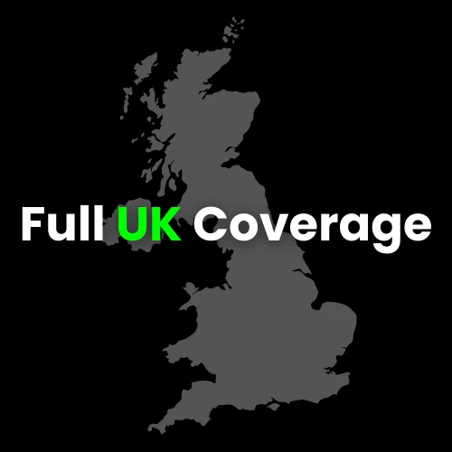 BOSH Boxes promotional graphic highlighting full UK coverage for shipping container sales and delivery.