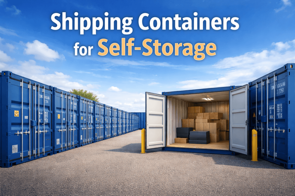 Self-storage facility using 20ft new one-trip shipping containers for secure storage units in the UK