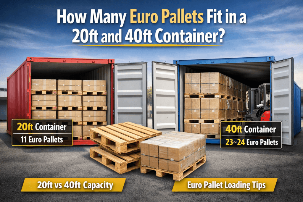 How many Euro pallets fit in a 20ft and 40ft container