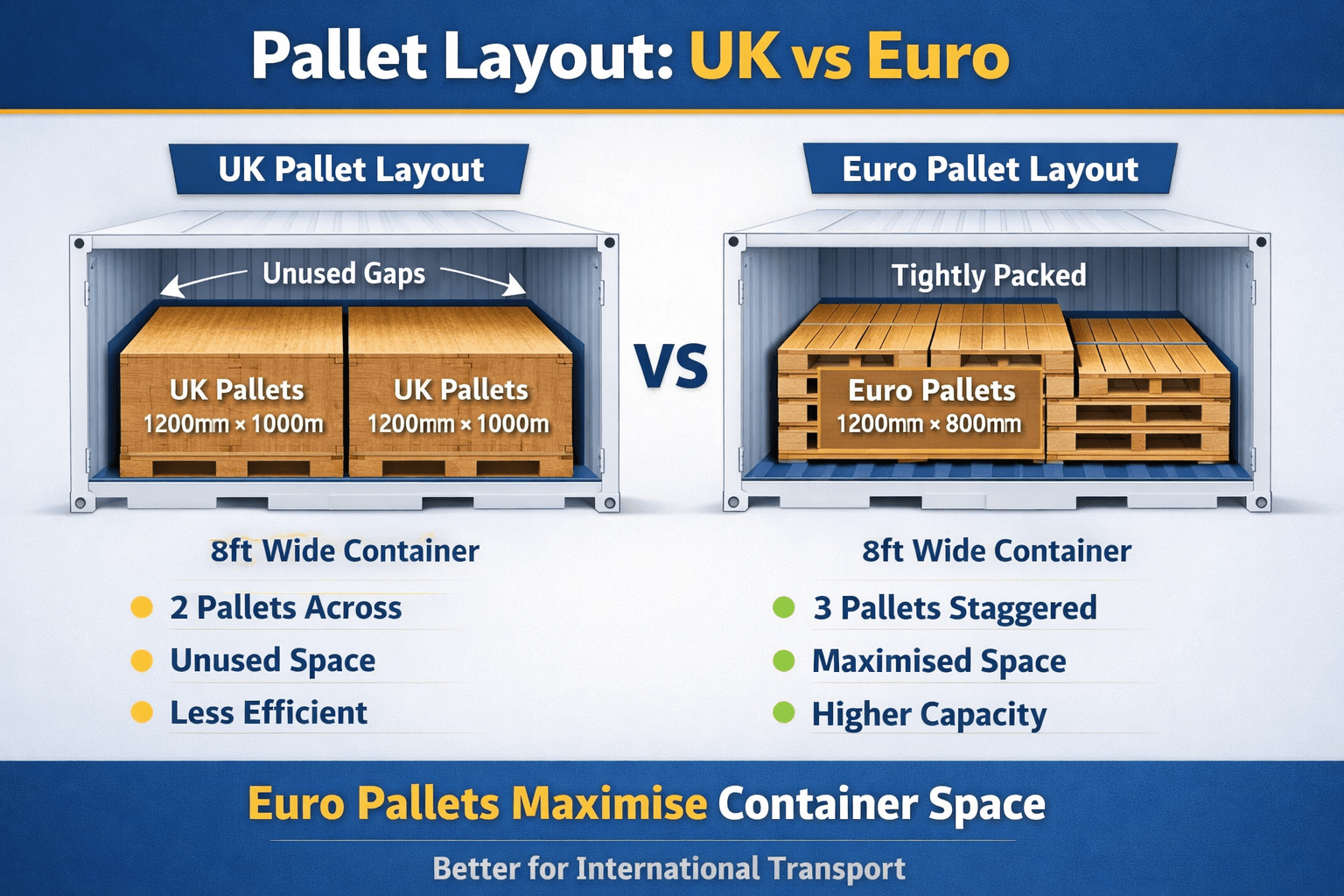 UK vs Euro pallet sizes in a shipping container (Container Fit Guide)