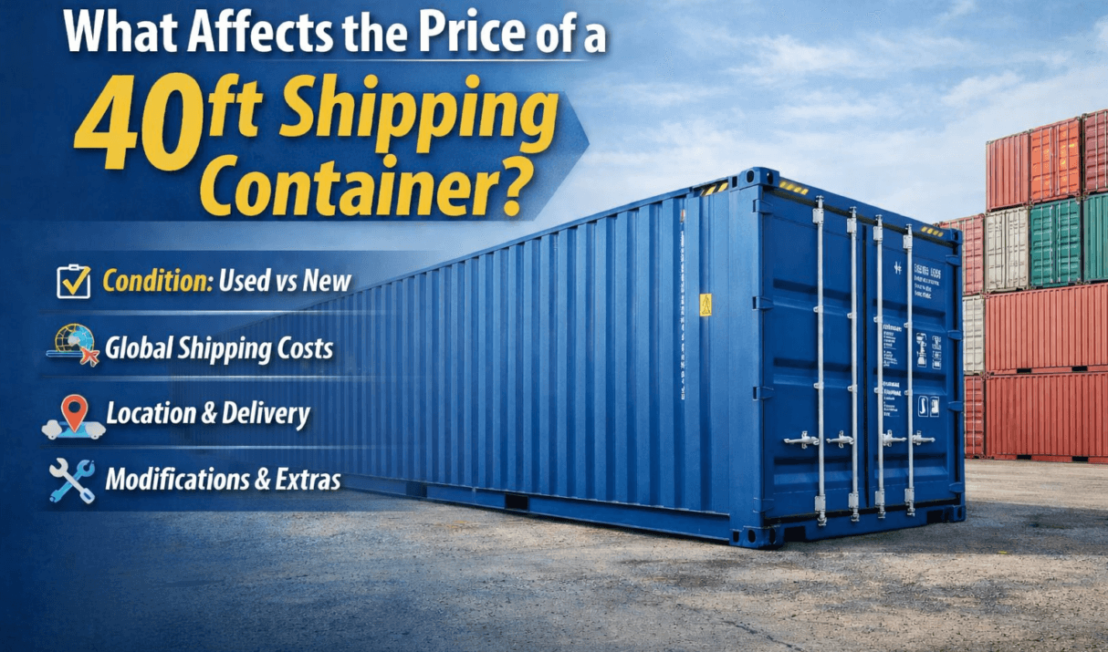 What affects the price of a 40ft shipping container in the UK?