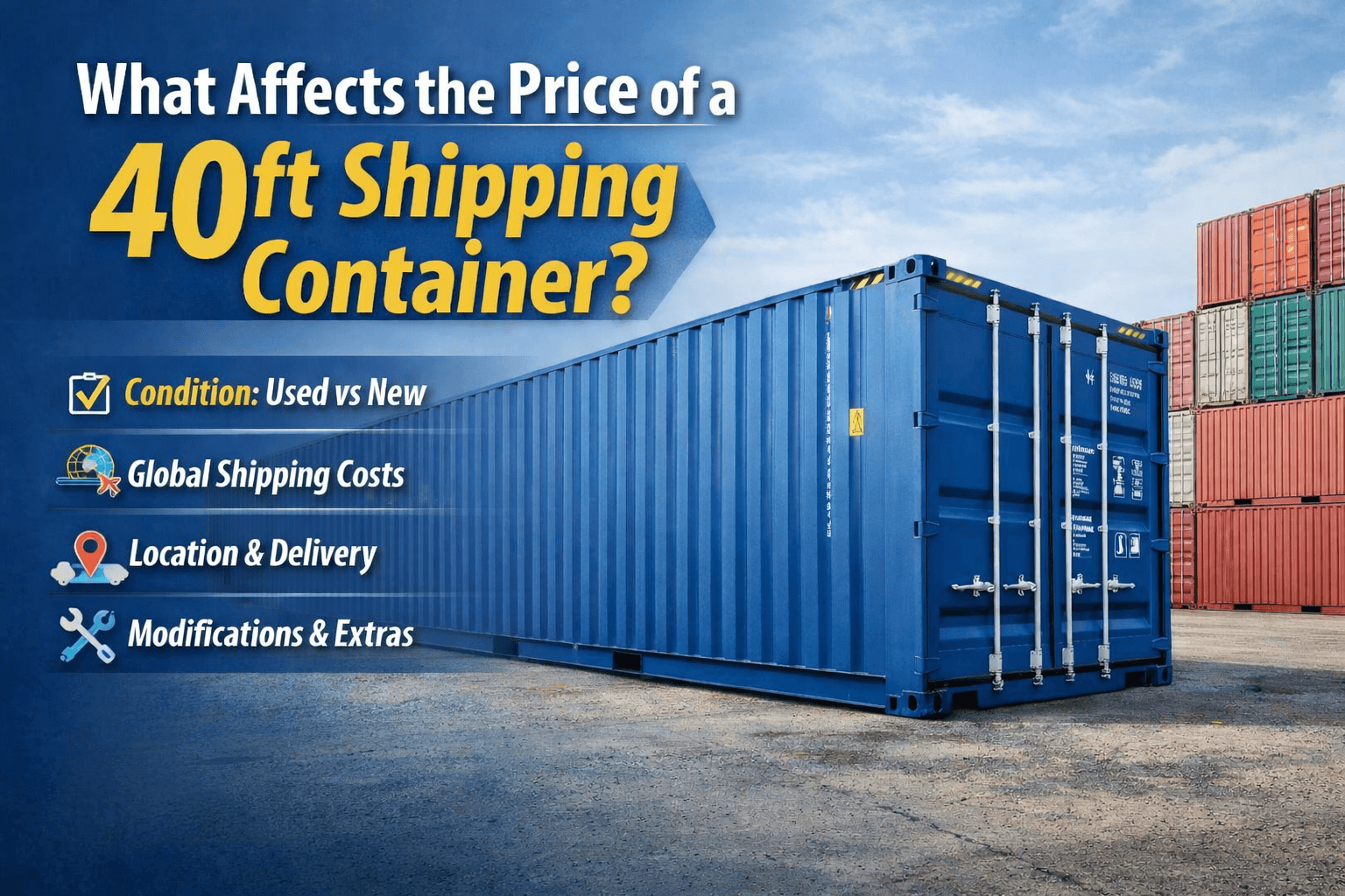 What affects the price of a 40ft shipping container in the UK?