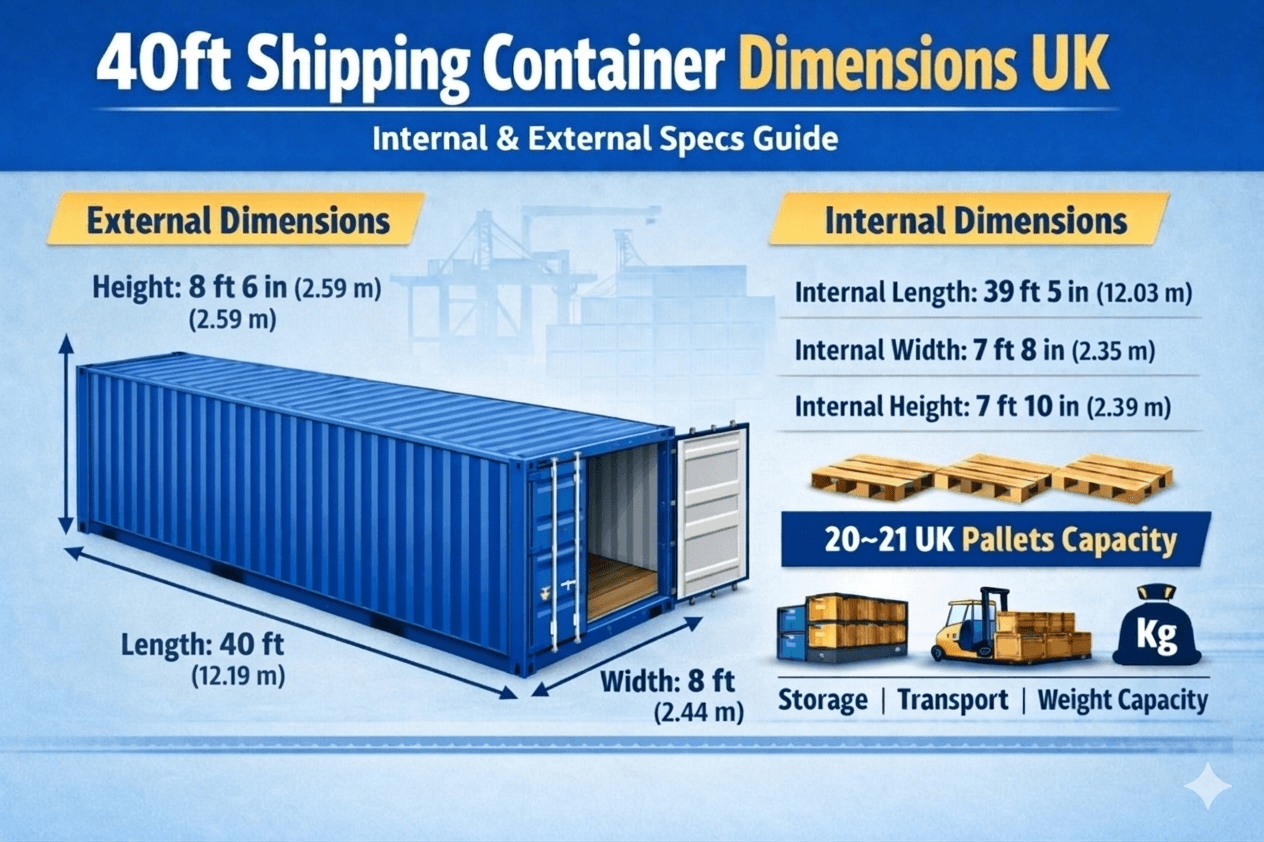 40ft Shipping Container Dimensions UK (Internal & External Specs Guide)