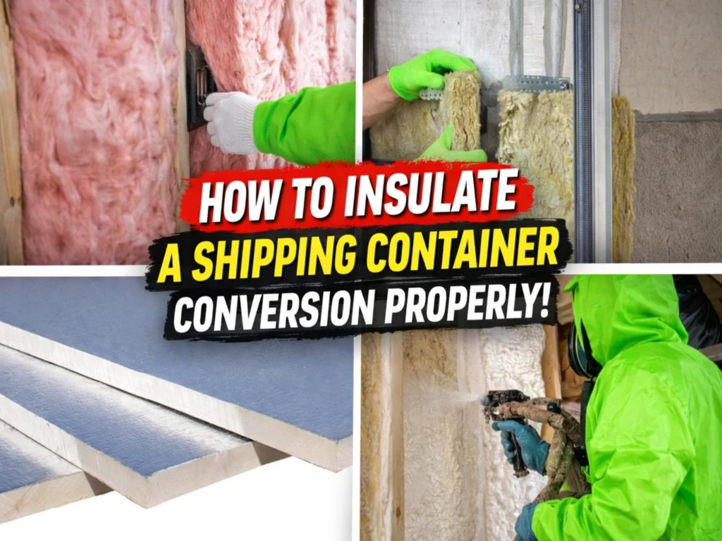 How to insulate a shipping container conversion properly using fiberglass insulation, rigid foam board panels, and spray foam insulation methods