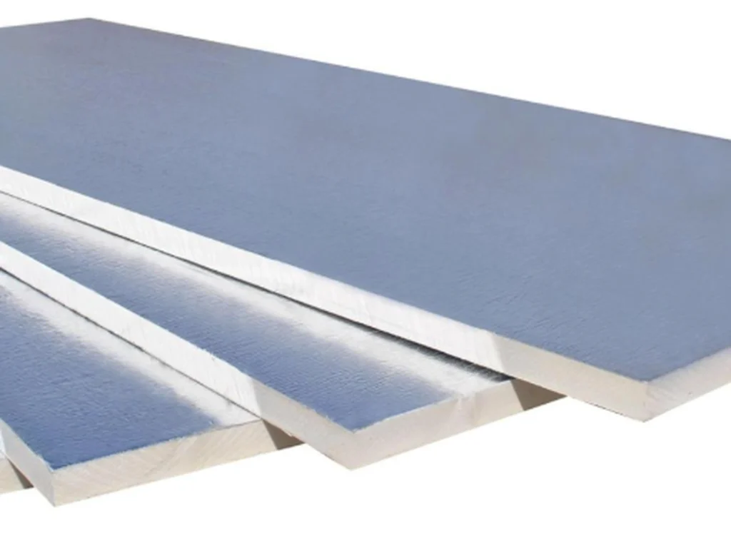 Rigid foam board insulation panels used for insulating the interior walls of a shipping container conversion.