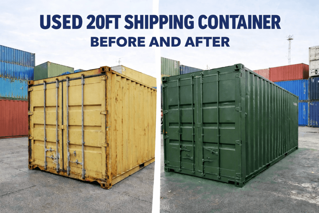 used 20ft shipping container before and after