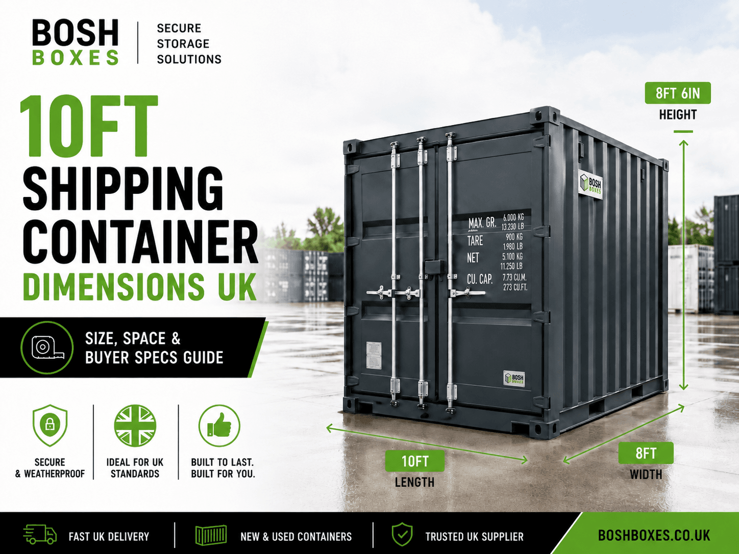 10ft shipping container dimensions UK