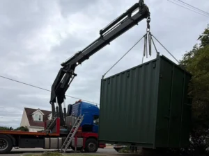 10ft used container lifted by HIAB in Wickford Essex