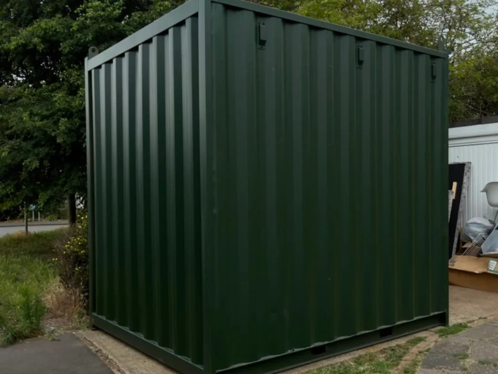 10ft used cut-down green container with flat panel doors